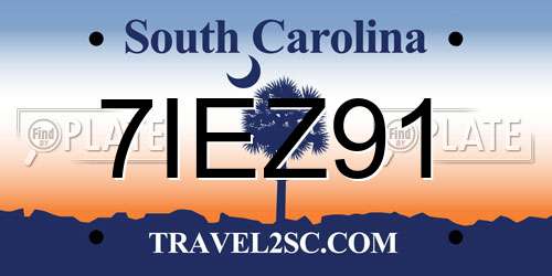 7IEZ91 South Carolina License Plate