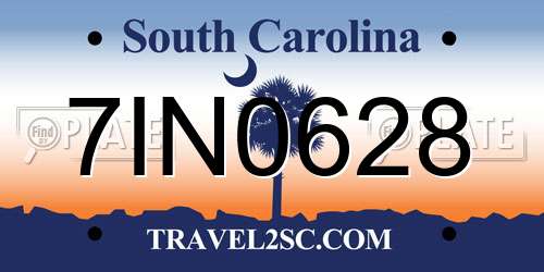 7IN0628 South Carolina License Plate