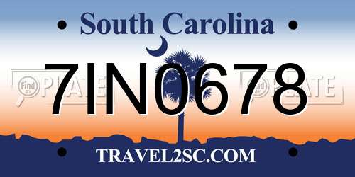 7IN0678 South Carolina License Plate