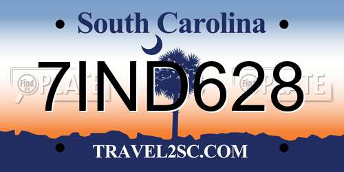 7IND628 South Carolina License Plate