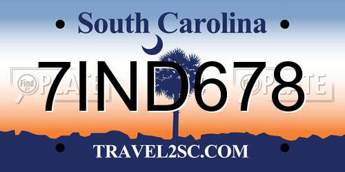 7IND678 South Carolina License Plate