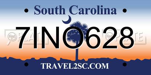 7INO628 South Carolina License Plate