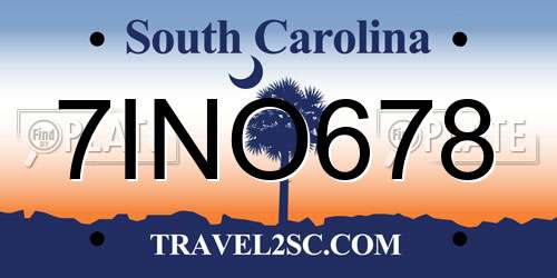 7INO678 South Carolina License Plate