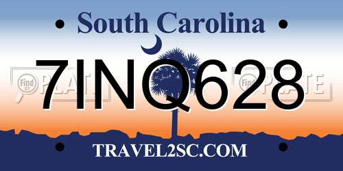 7INQ628 South Carolina License Plate