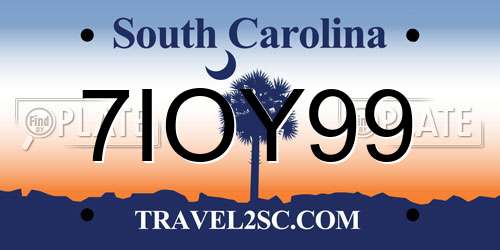 7IOY99 South Carolina License Plate