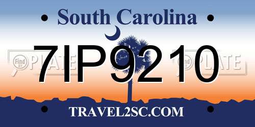 7IP9210 South Carolina License Plate