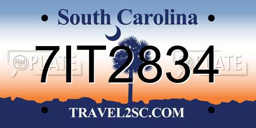 7IT2834 South Carolina License Plate