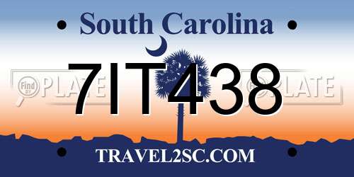 7IT438 South Carolina License Plate