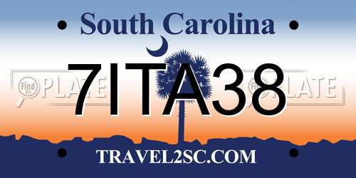 7ITA38 South Carolina License Plate