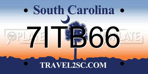 7ITB66 South Carolina License Plate