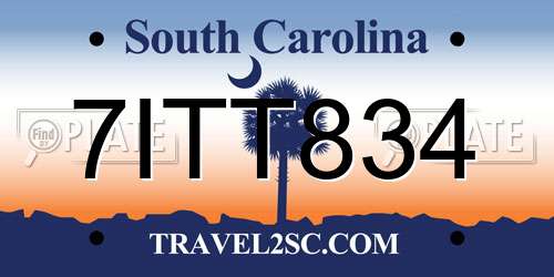 7ITT834 South Carolina License Plate