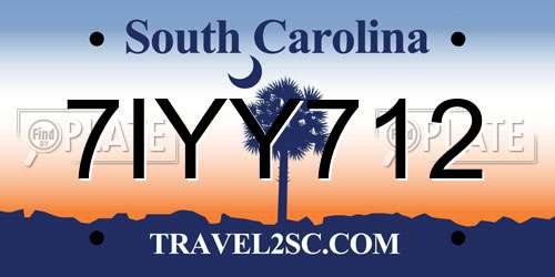 7IYY712 South Carolina License Plate