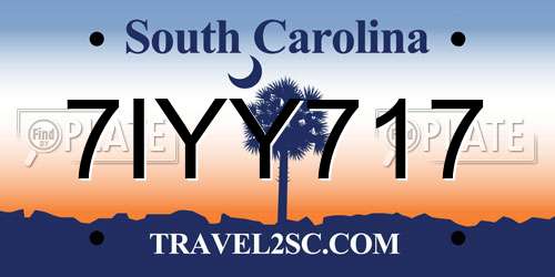 7IYY717 South Carolina License Plate