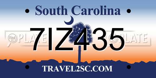 7IZ435 South Carolina License Plate