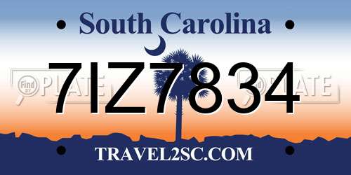 7IZ7834 South Carolina License Plate