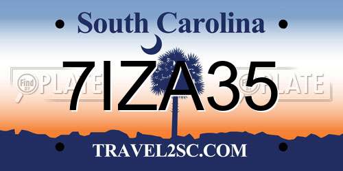 7IZA35 South Carolina License Plate