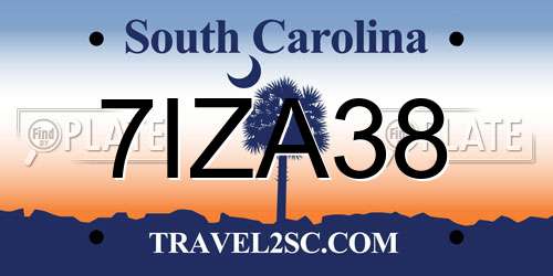 7IZA38 South Carolina License Plate