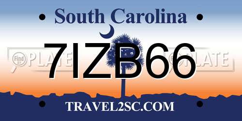 7IZB66 South Carolina License Plate