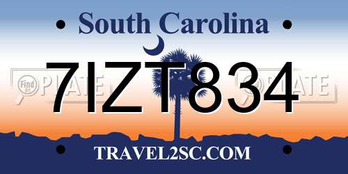 7IZT834 South Carolina License Plate