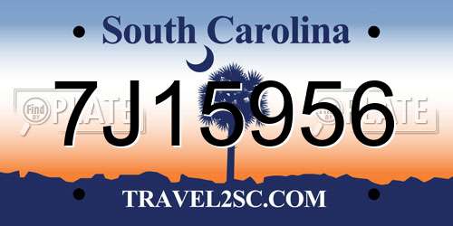 7J15956 South Carolina License Plate