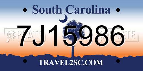 7J15986 South Carolina License Plate