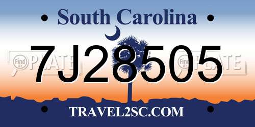 7J28505 South Carolina License Plate