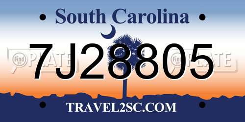 7J28805 South Carolina License Plate