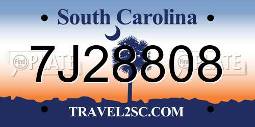 7J28808 South Carolina License Plate