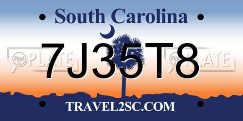 7J35T8 South Carolina License Plate