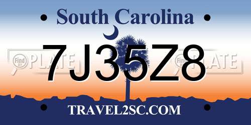 7J35Z8 South Carolina License Plate