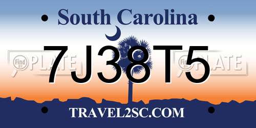 7J38T5 South Carolina License Plate