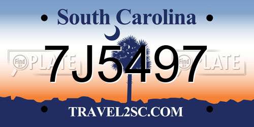7J5497 South Carolina License Plate