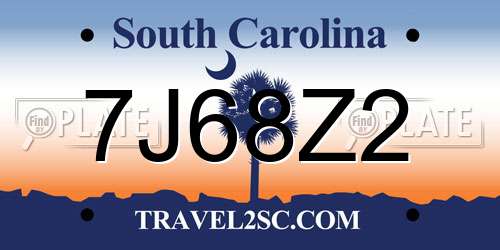7J68Z2 South Carolina License Plate