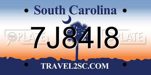 7J84I8 South Carolina License Plate