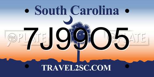 7J99O5 South Carolina License Plate