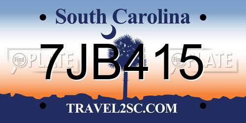 7JB415 South Carolina License Plate