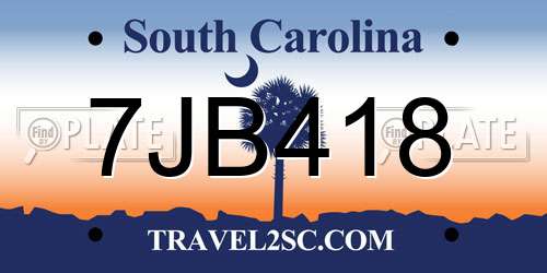 7JB418 South Carolina License Plate