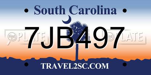 7JB497 South Carolina License Plate