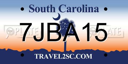 7JBA15 South Carolina License Plate