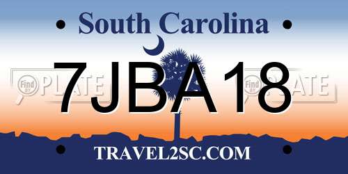 7JBA18 South Carolina License Plate