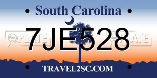 7JE528 South Carolina License Plate