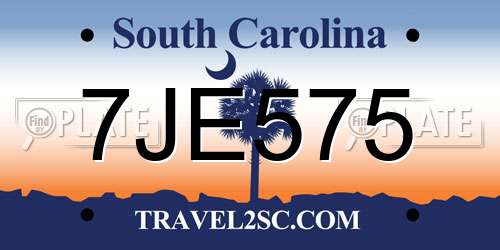 7JE575 South Carolina License Plate