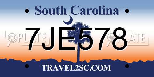 7JE578 South Carolina License Plate