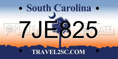 7JE825 South Carolina License Plate