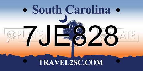 7JE828 South Carolina License Plate