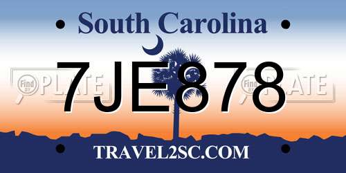 7JE878 South Carolina License Plate