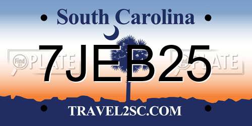 7JEB25 South Carolina License Plate