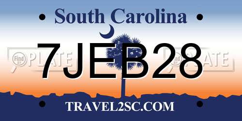 7JEB28 South Carolina License Plate