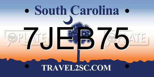 7JEB75 South Carolina License Plate