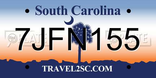 7JFN155 South Carolina License Plate